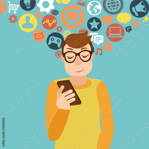 Vector: Smartphone addiction concept Smartphone addiction concept