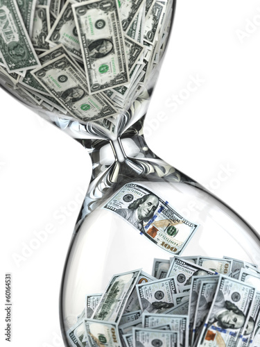 Illustration: Deposit or investment. Growth of the dollar. Hourglass Deposit or investment. Growth of the dollar. Hourglass