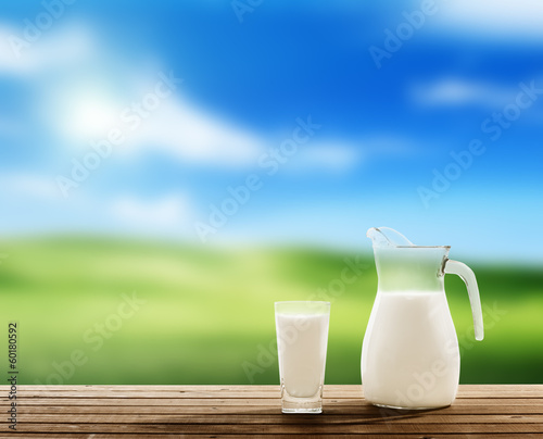 Photo: milk and sunny spring field milk and sunny spring field
