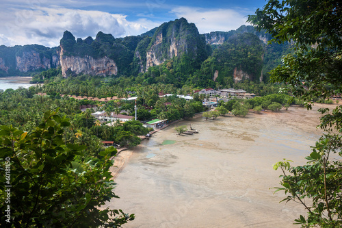Photo: Beatiful beach and limestone landscape at Railay Beatiful beach and limestone landscape at Railay