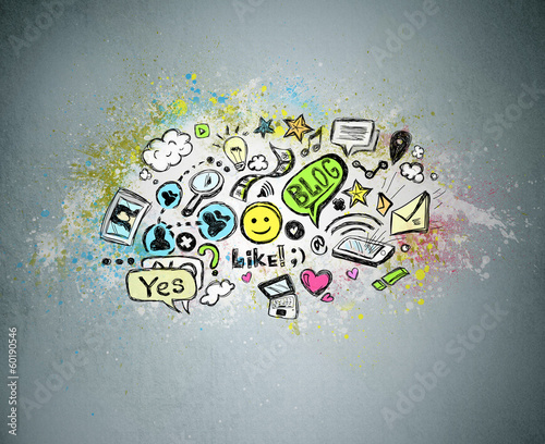 Photo: Social media symbols background Social media symbols background