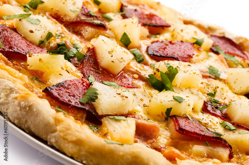 Photo: Pizza on white background Pizza on white background
