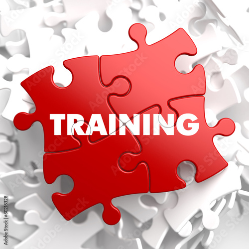 Illustration: Training on Red Puzzle. Educational Concept. Training on Red Puzzle. Educational Concept.