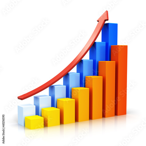 Illustration: Growing bar charts with arrow Growing bar charts with arrow