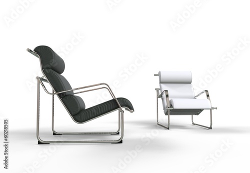 Illustration: Black and White Modern Armchairs Black and White Modern Armchairs