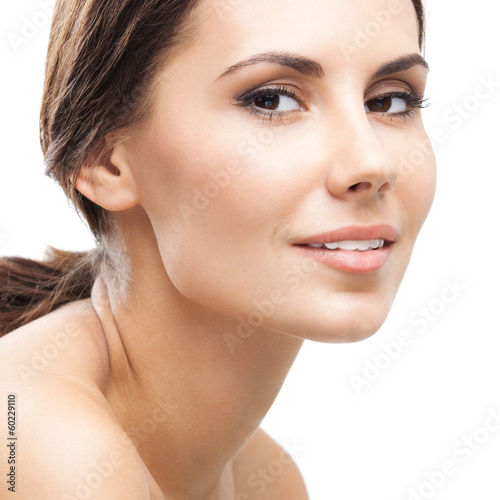 Photo: Portrait of beautiful woman, on white Portrait of beautiful woman, on white