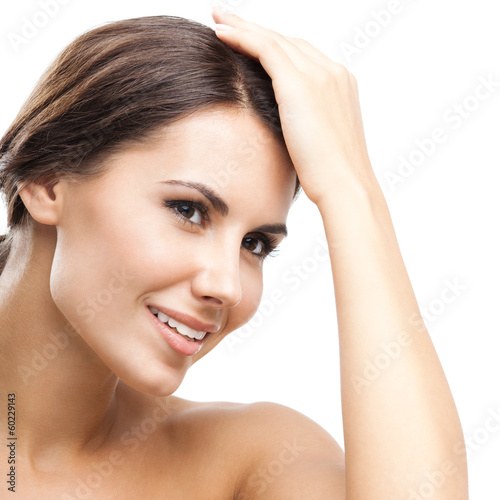 Photo: Portrait of beautiful woman, on white Portrait of beautiful woman, on white