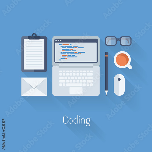 Vector: Coding and programming flat illustration Coding and programming flat illustration
