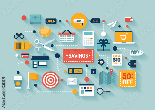 Vector: Commerce and savings flat illustration Commerce and savings flat illustration