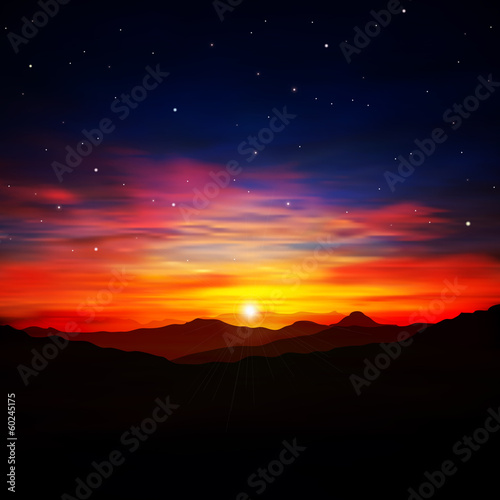 Vector: abstract nature background with red sunrise abstract nature background with red sunrise