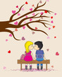 Valentines card. Children they kiss Valentines card. Children they kiss