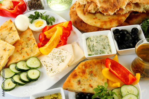 Photo: Traditional Turkish breakfast close up Traditional Turkish breakfast close up