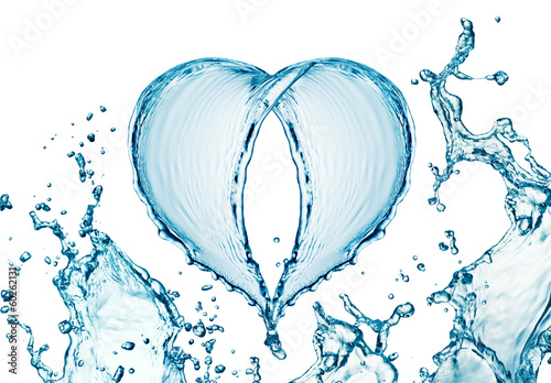 Photo: Heart from water splash with bubbles Heart from water splash with bubbles