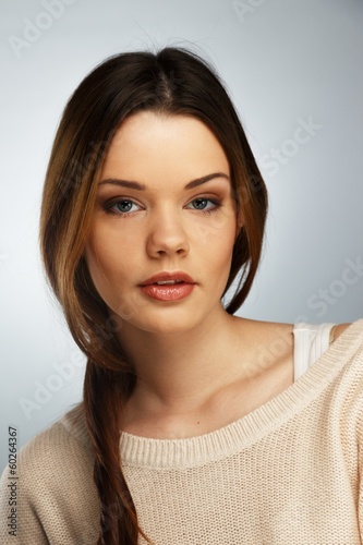 Photo: Young smiling girl with long hair Young smiling girl with long hair