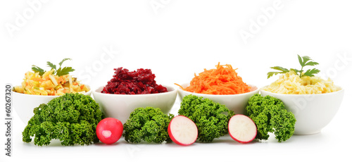 Photo: Composition with four vegetable salad bowls Composition with four vegetable salad bowls