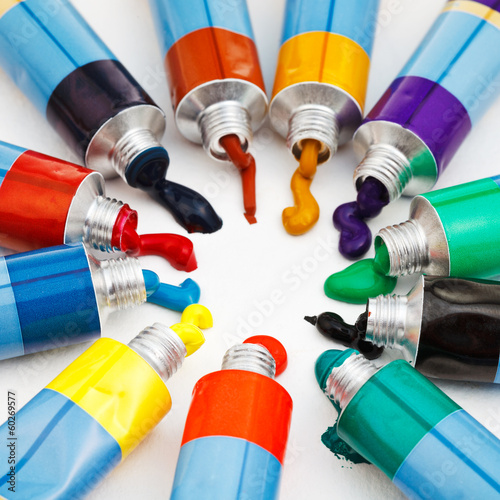 Photo: multicolored tubes with squeezed watercolors multicolored tubes with squeezed watercolors