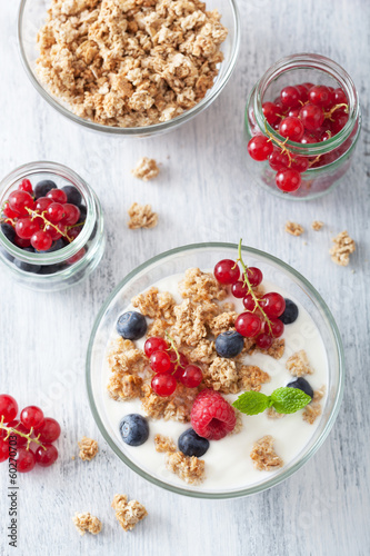Photo: healthy breakfast with yogurt granola and berry healthy breakfast with yogurt granola and berry