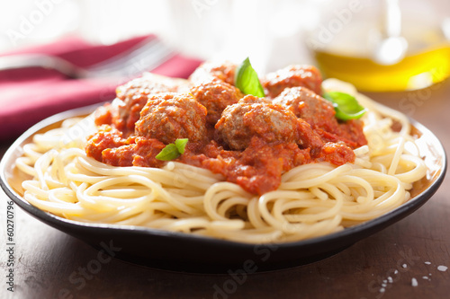 Photo: spaghetti with meatballs in tomato sauce spaghetti with meatballs in tomato sauce