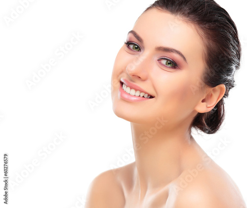 Photo: Beautiful Girl Touching Her Face. Beauty Face. Makeup Beautiful Girl Touching Her Face. Beauty Face. Makeup