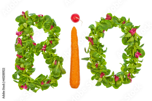 Photo: Das Wort Bio aus Salat und Gemüse Das Wort Bio aus Salat und Gemüse