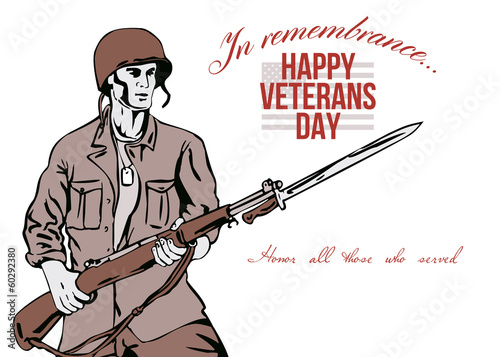 Illustration: Veterans Day Greeting Card American Soldier Veterans Day Greeting Card American Soldier
