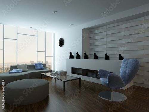 Illustration: Stylish living room interior with couch and design furniture Stylish living room interior with couch and design furniture