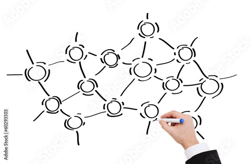 Photo: close up of businessman drawing molecules close up of businessman drawing molecules