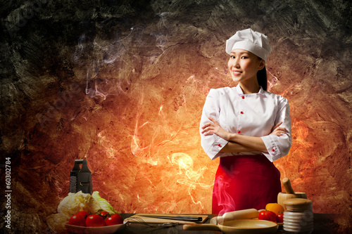 Photo: Asian female cook in anger Asian female cook in anger