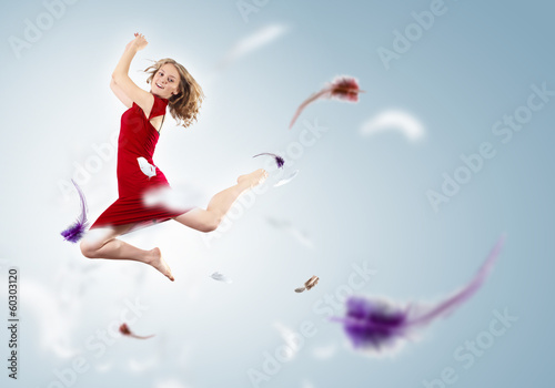 Photo: Young girl floating Young girl floating