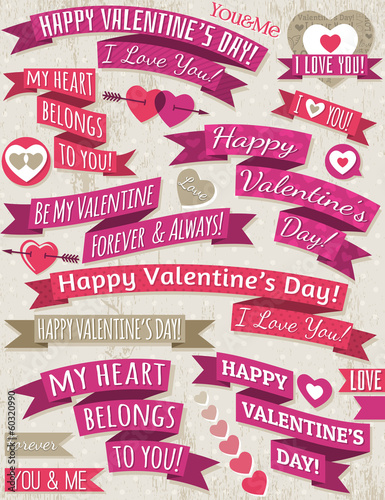 Vector: set of ribbon valentine's design, vector set of ribbon valentine's design, vector