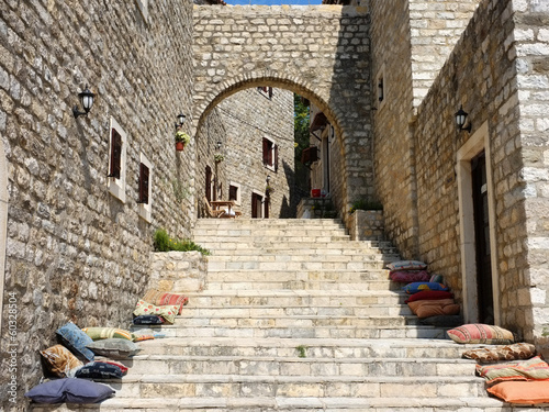 stair and stone arc of the Venice Palace in "Stari Grad" Ulcinj Old Town 