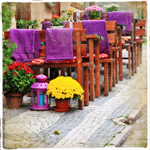  charming old mediterranean streets,artistic retro picture