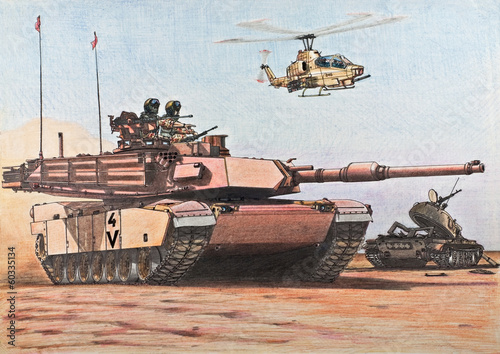 Photo: U.S. Abrams tank passes a destroyed Iraqi T-55 U.S. Abrams tank passes a destroyed Iraqi T-55