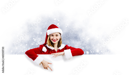 Photo: Santa girl with banner Santa girl with banner