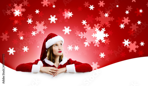Photo: Santa girl with banner Santa girl with banner