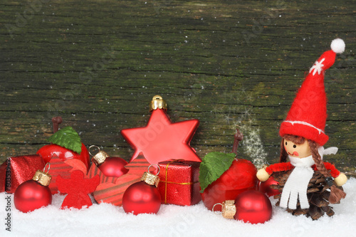 Photo: Weihnachtsdekoration vor Holz Weihnachtsdekoration vor Holz