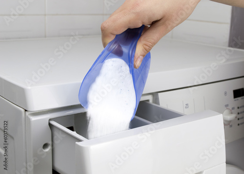 Photo: detergent in washing machine detergent in washing machine