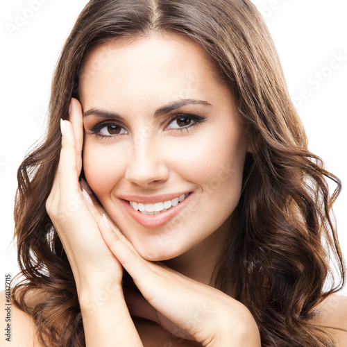 Photo: Portrait of beautiful woman, on white Portrait of beautiful woman, on white