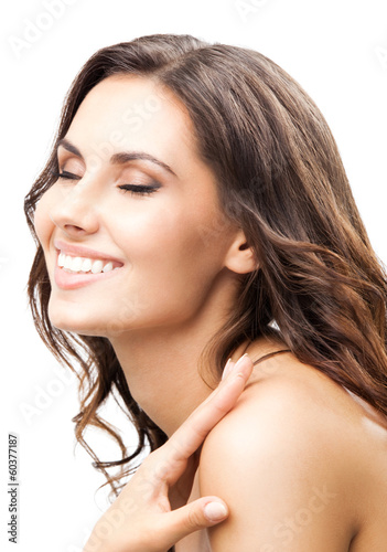 Photo: Portrait of beautiful woman, on white Portrait of beautiful woman, on white