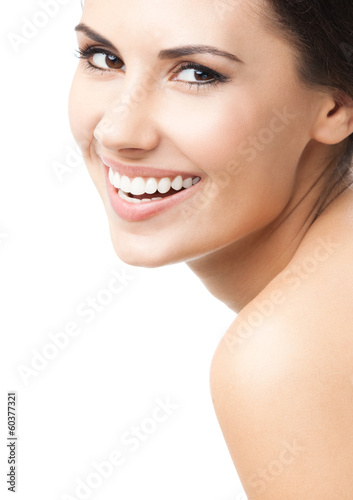 Photo: Portrait of beautiful woman, on white Portrait of beautiful woman, on white