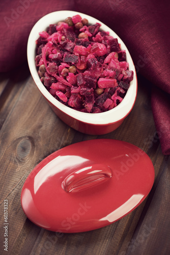Photo: Beetroot salad, vertical shot, high angle view Beetroot salad, vertical shot, high angle view