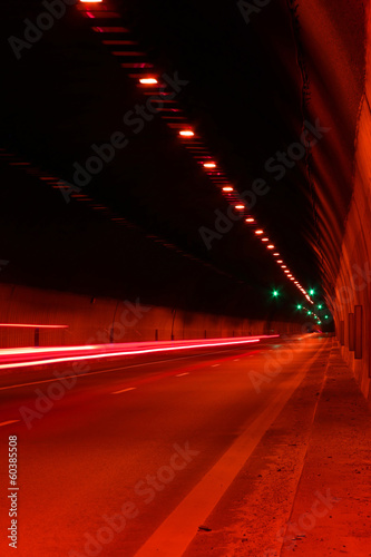 Photo: Car light trails. Art image . Long exposure photo taken in a tun Car light trails. Art image . Long exposure photo taken in a tun