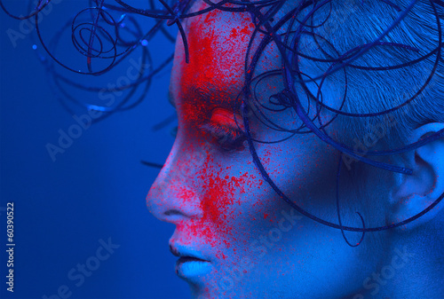 Photo: Profile portrait of sexy adult woman with powder on face Profile portrait of sexy adult woman with powder on face