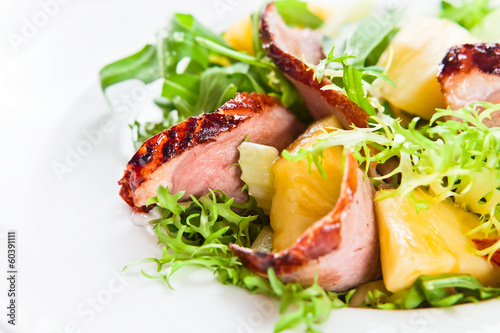 Photo: salad with pineapple and smoked meat salad with pineapple and smoked meat