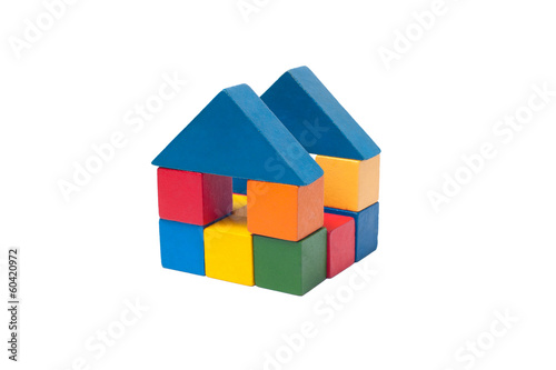 Photo: old children's building blocks isolated on white old children's building blocks isolated on white