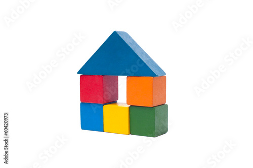 Photo: old children's building blocks isolated on white old children's building blocks isolated on white