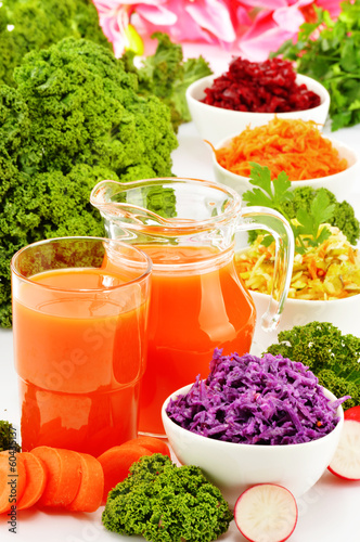 Photo: Composition with four vegetable salad bowls Composition with four vegetable salad bowls