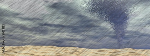 Illustration: Tornado at the beach - 3D render Tornado at the beach - 3D render
