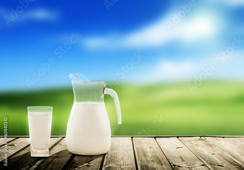 Photo: milk and sunny spring field milk and sunny spring field