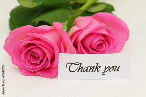 Photo: Thank you card with pink roses Thank you card with pink roses